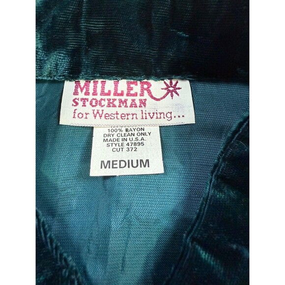 Vintage Miller Stockman Velvet Blouse Western‎ Bolero | Green | Size Medium - Picture 7 of 13